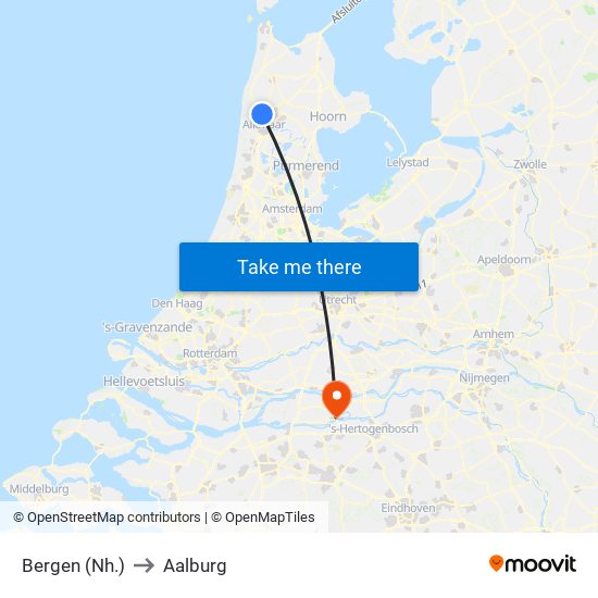 Bergen (Nh.) to Aalburg map