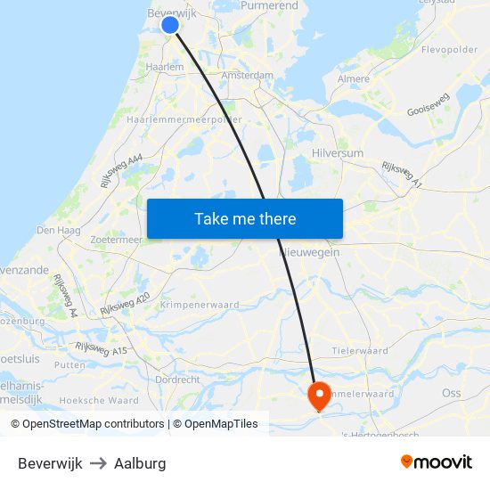 Beverwijk to Aalburg map
