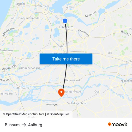 Bussum to Aalburg map