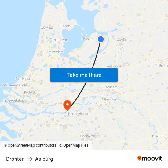 Dronten to Aalburg map