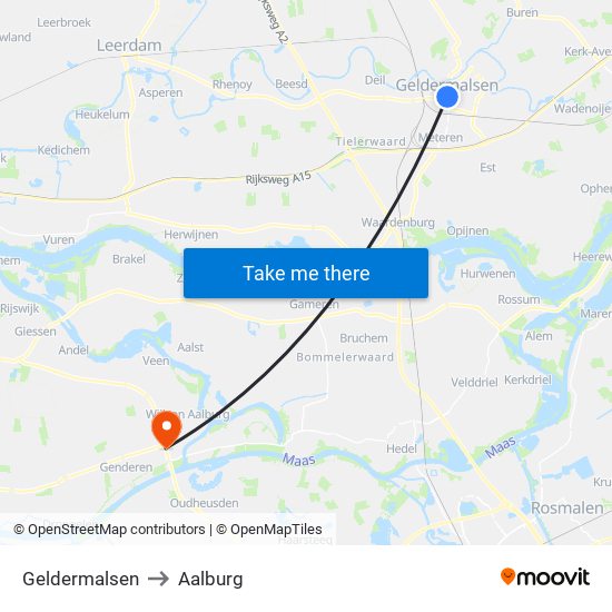 Geldermalsen to Aalburg map
