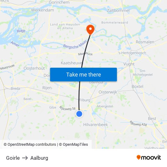 Goirle to Aalburg map