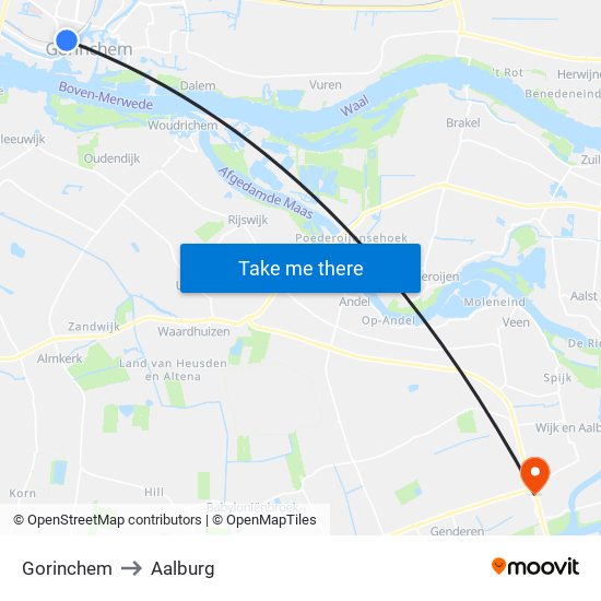 Gorinchem to Aalburg map