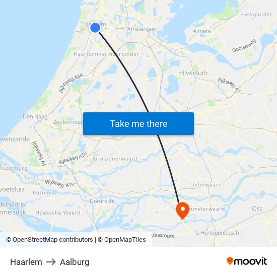 Haarlem to Aalburg map