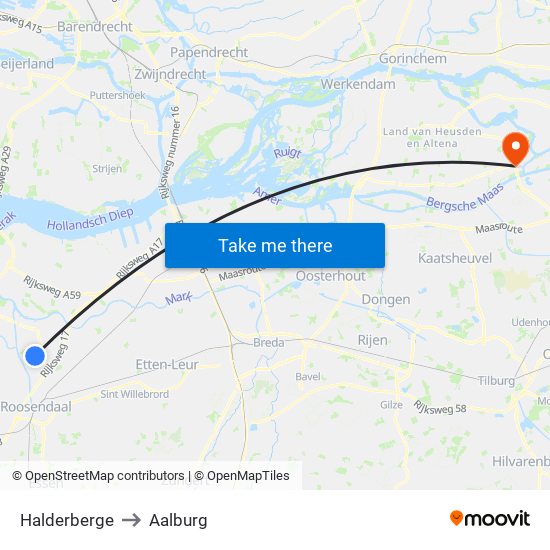 Halderberge to Aalburg map