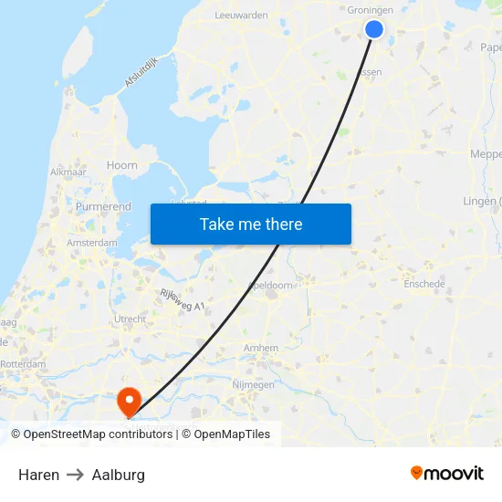 Haren to Aalburg map