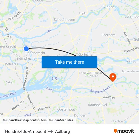 Hendrik-Ido-Ambacht to Aalburg map