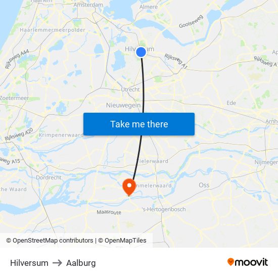 Hilversum to Aalburg map