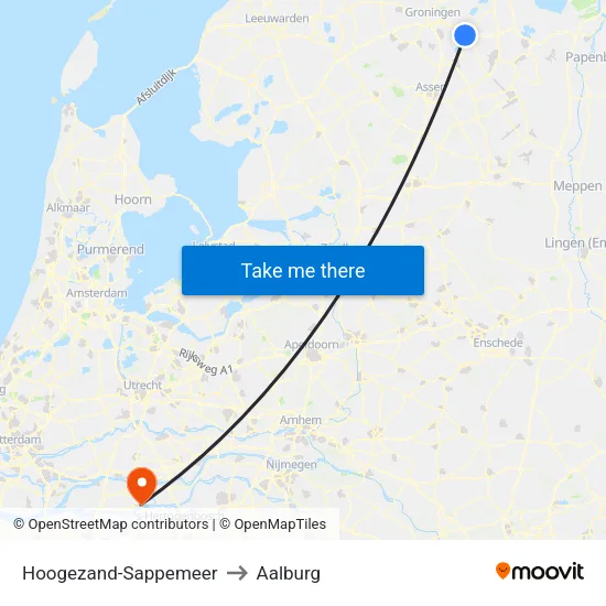 Hoogezand-Sappemeer to Aalburg map