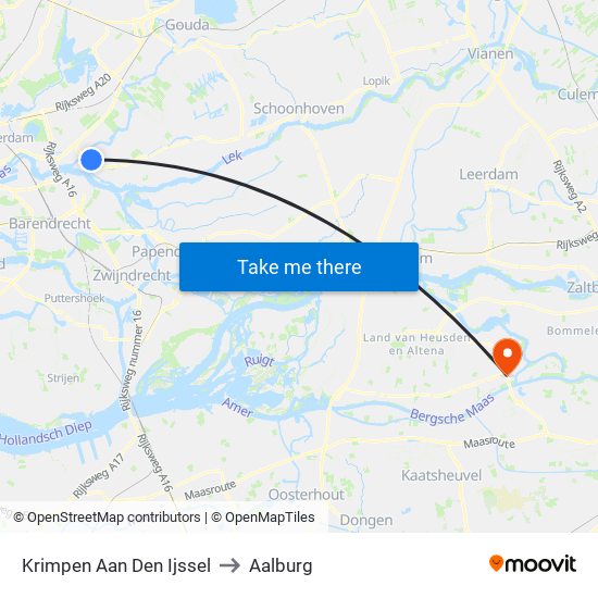 Krimpen Aan Den Ijssel to Aalburg map