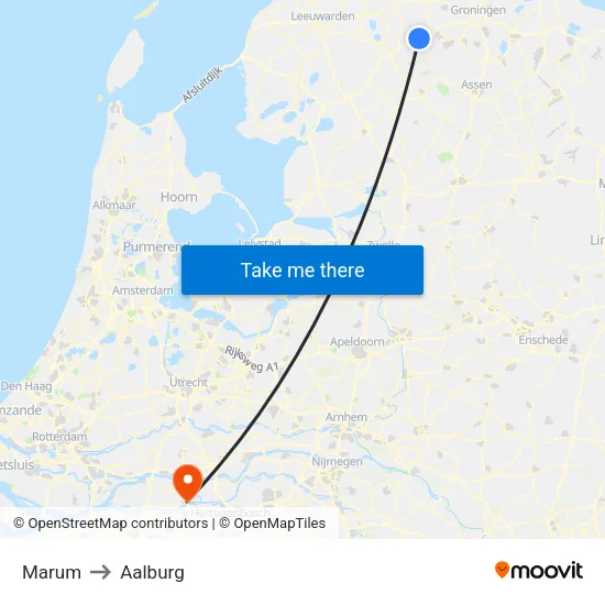 Marum to Aalburg map