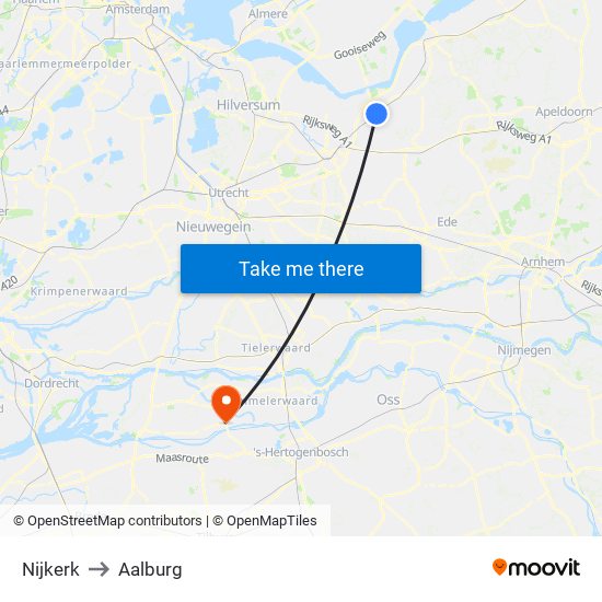 Nijkerk to Aalburg map