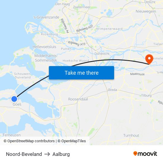 Noord-Beveland to Aalburg map