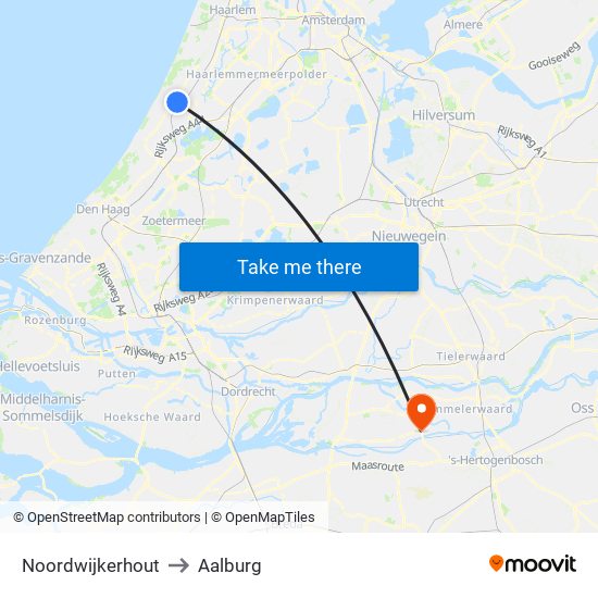 Noordwijkerhout to Aalburg map