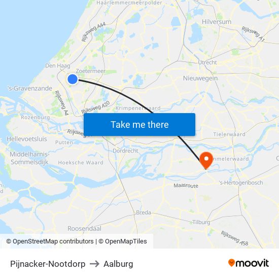 Pijnacker-Nootdorp to Aalburg map