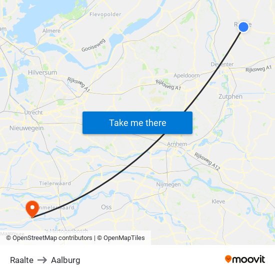 Raalte to Aalburg map