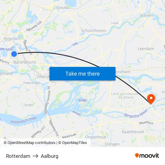 Rotterdam to Aalburg map