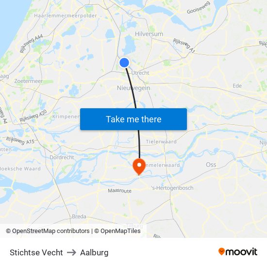 Stichtse Vecht to Aalburg map
