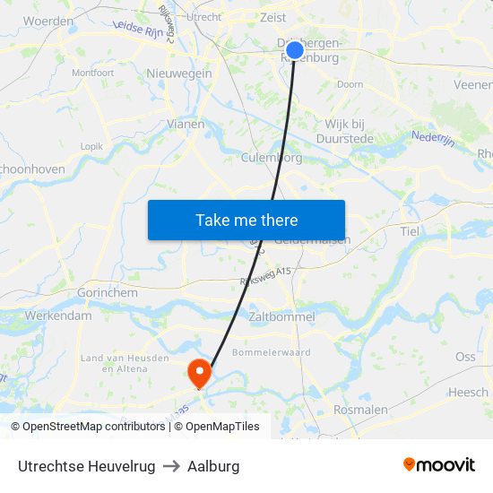 Utrechtse Heuvelrug to Aalburg map
