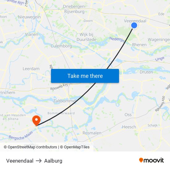 Veenendaal to Aalburg map