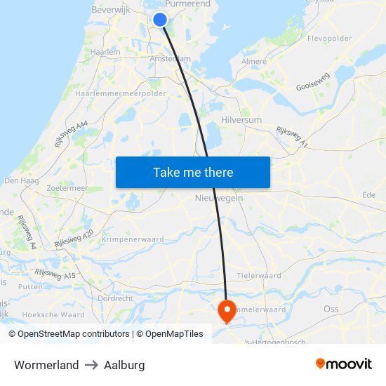 Wormerland to Aalburg map