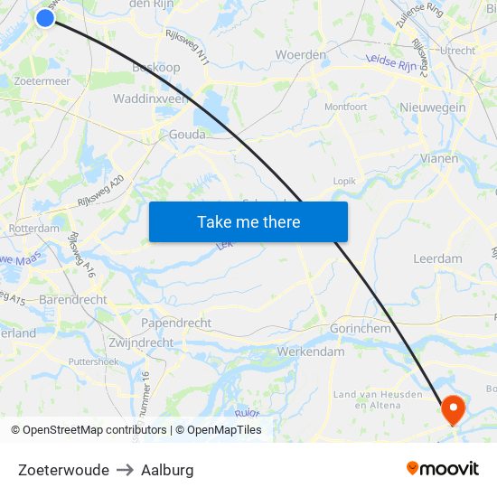 Zoeterwoude to Aalburg map