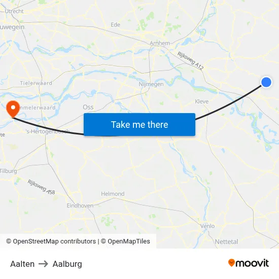 Aalten to Aalburg map