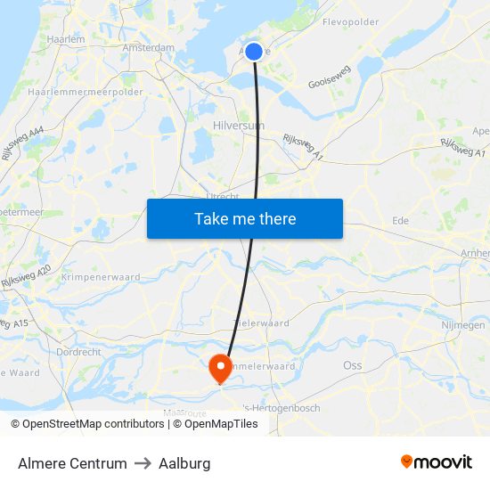 Almere Centrum to Aalburg map