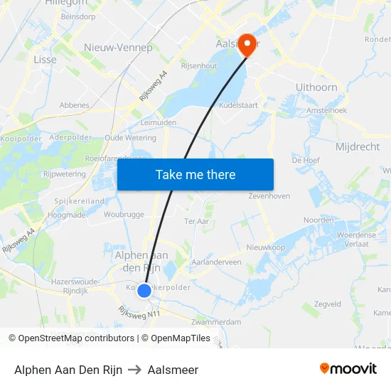 Alphen Aan Den Rijn to Aalsmeer map