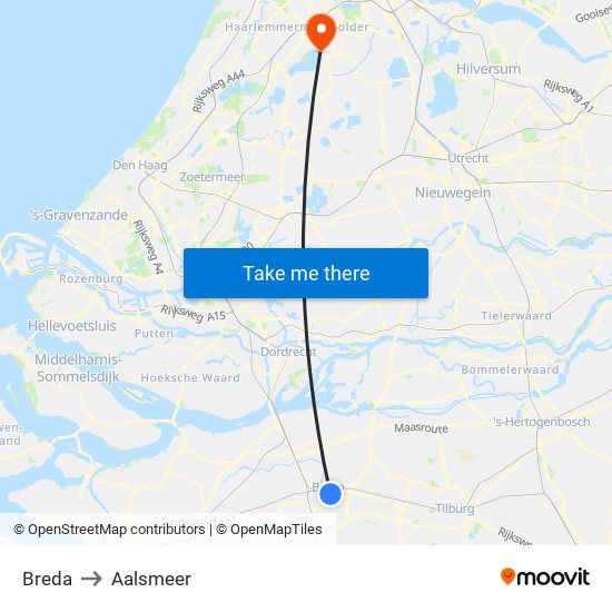 Breda to Aalsmeer map