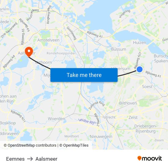 Eemnes to Aalsmeer map