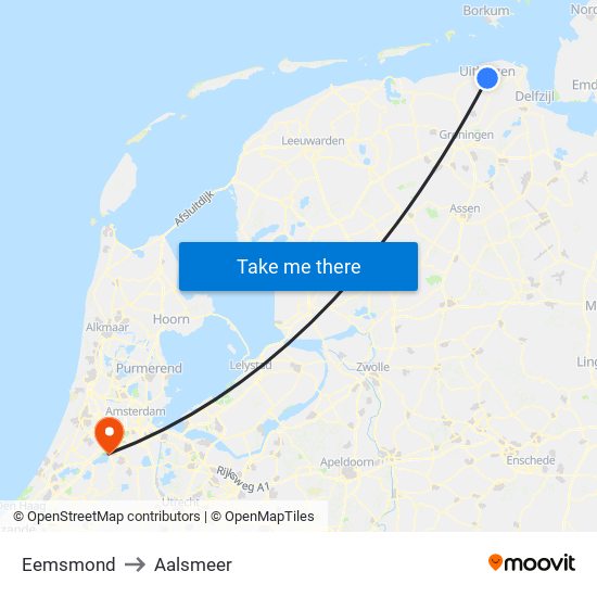 Eemsmond to Aalsmeer map