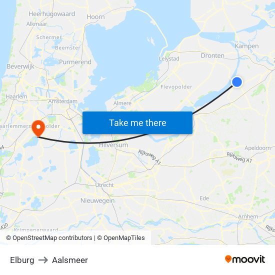 Elburg to Aalsmeer map