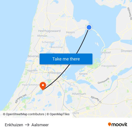 Enkhuizen to Aalsmeer map