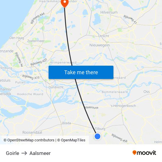 Goirle to Aalsmeer map