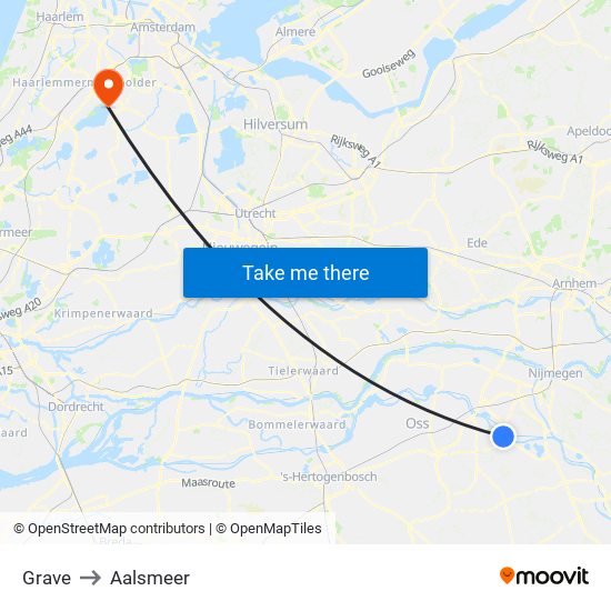 Grave to Aalsmeer map