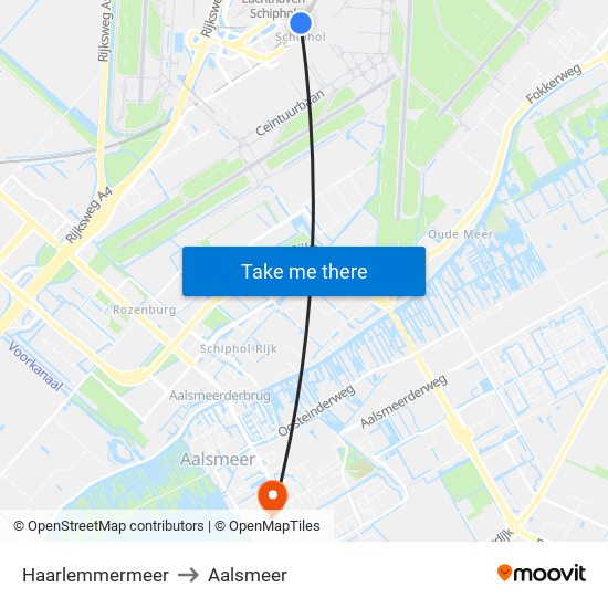 Haarlemmermeer to Aalsmeer map