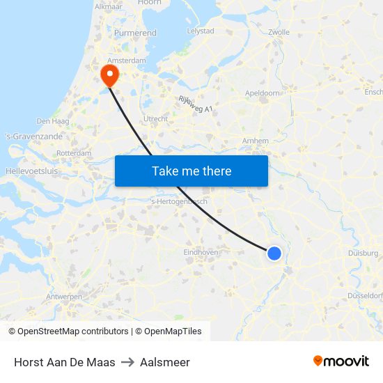 Horst Aan De Maas to Aalsmeer map