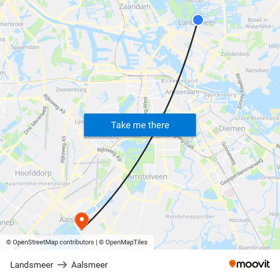 Landsmeer to Aalsmeer map