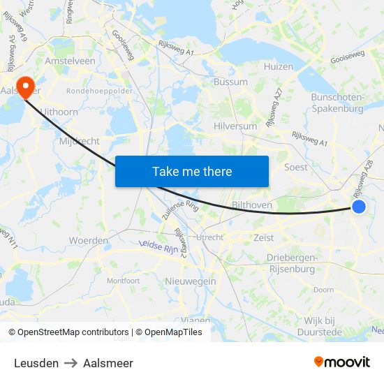 Leusden to Aalsmeer map