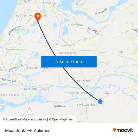 Maasdonk to Aalsmeer map