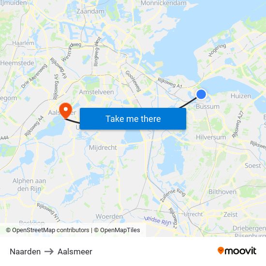 Naarden to Aalsmeer map