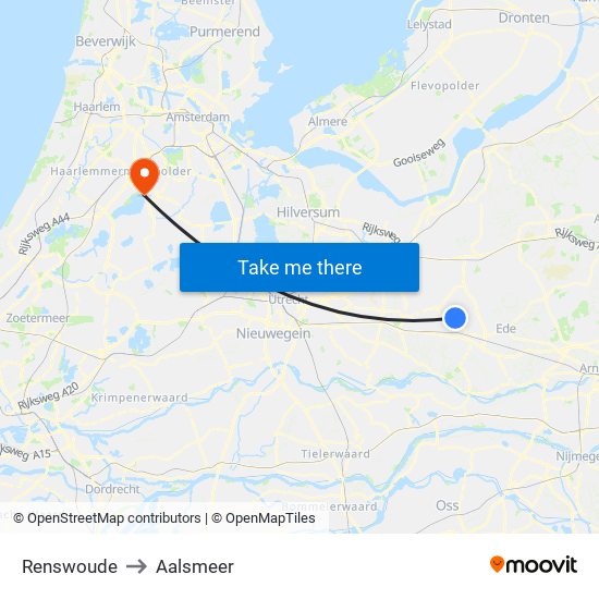 Renswoude to Aalsmeer map