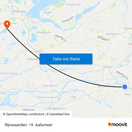 Rijnwaarden to Aalsmeer map