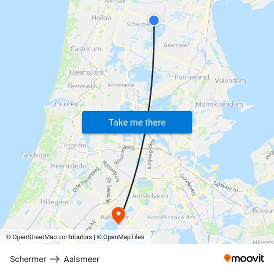 Schermer to Aalsmeer map