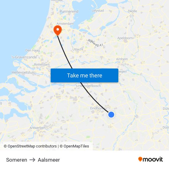 Someren to Aalsmeer map