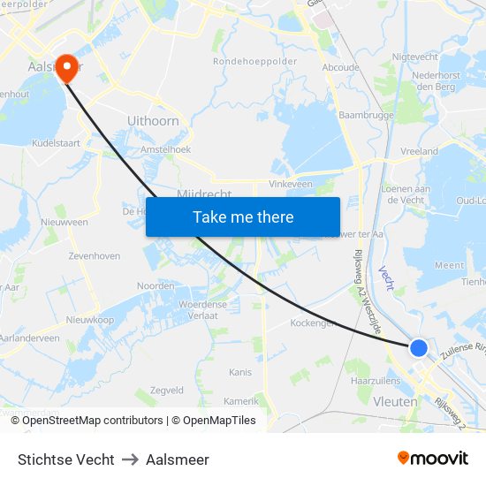 Stichtse Vecht to Aalsmeer map