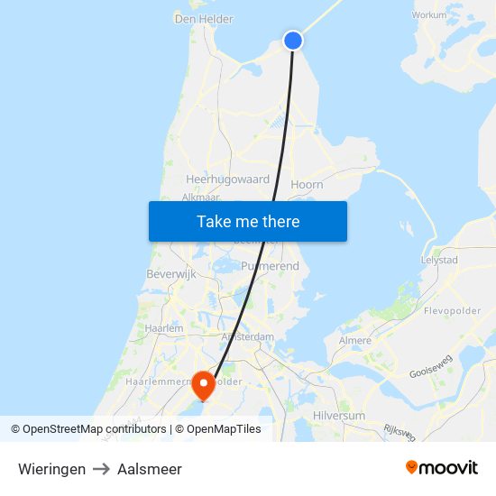 Wieringen to Aalsmeer map