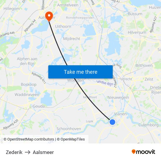 Zederik to Aalsmeer map