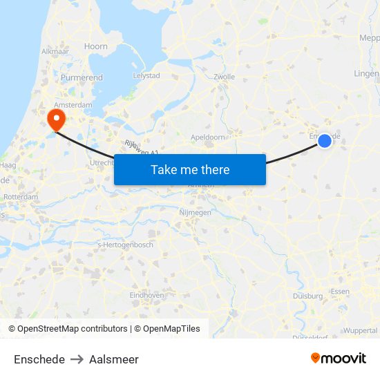 Enschede to Aalsmeer map